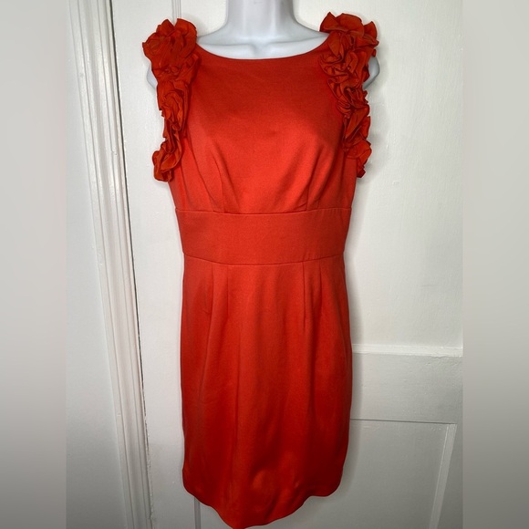 Trina Turk Vibrant Orange Ruffle Mini Dress - Picture 2 of 11